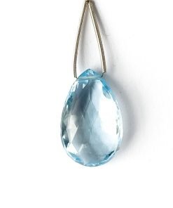 Faceted blue topaz pendant closeup