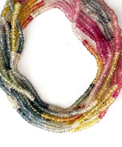 colorful, faceted multi sapphire bead strands