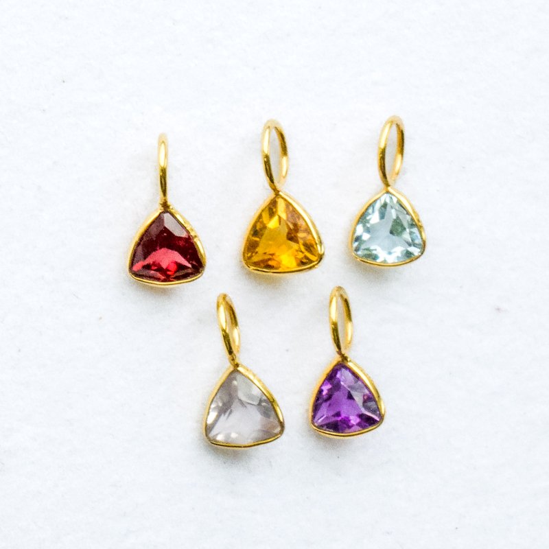 14k Trillion Gemstone Charms All Group 800x800 Garnet, Citrine, Sky Blue Topaz, Rose Quartz, and Amethyst 14k Trillion Gemstone Charms