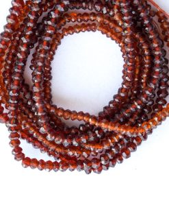 hessonite gemstone beads in faceted rondelles